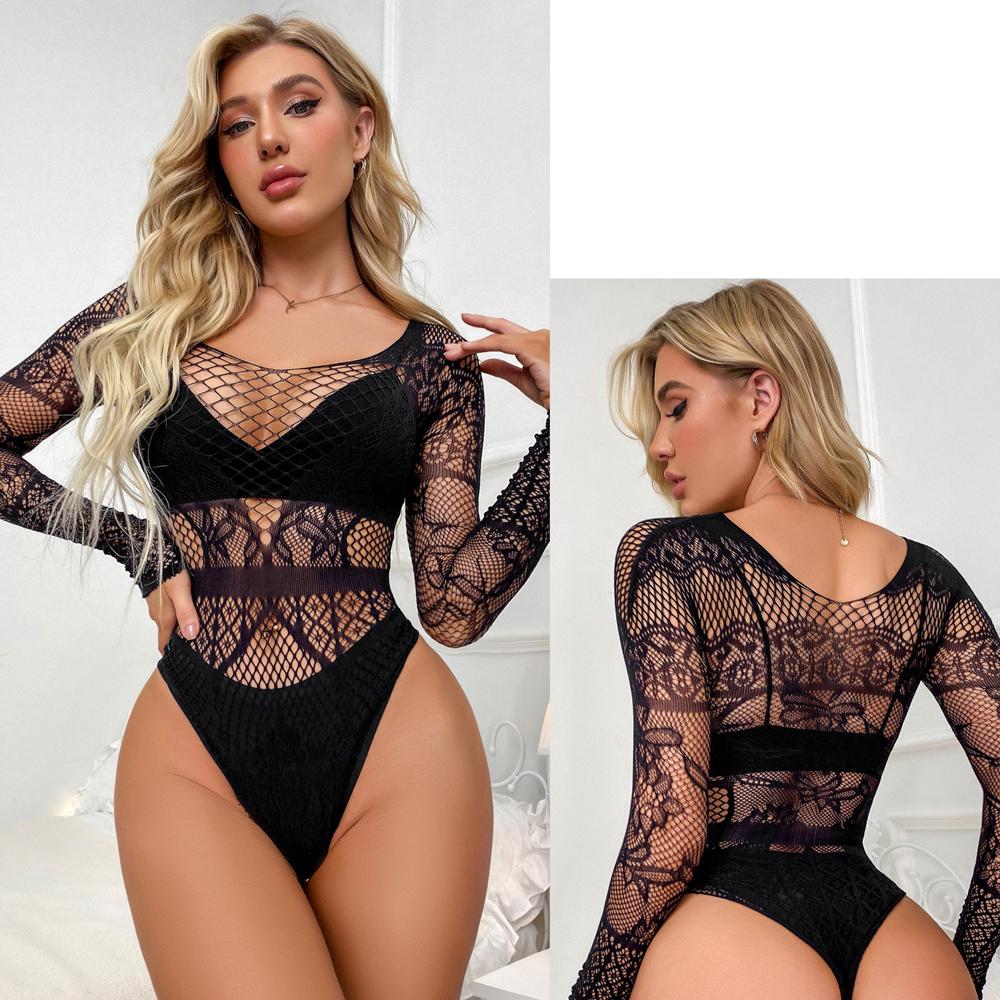 Новые женские цельные боди-костюмы, сексуальный сетчатый прозрачный облегающий костюм, эротический сетчатый ажурный прозрачный комбинезон