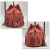 J&M DAVIDSON Handtasche Semi Umhängetasche Leder Rosa Carnival Kordelzug Fransen