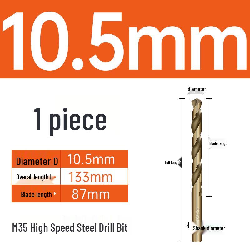 M35 Cobalt Twist Drill Bits Set for Stainless Steel, High Hardness, Straight Shank, Hand & Electric Drills