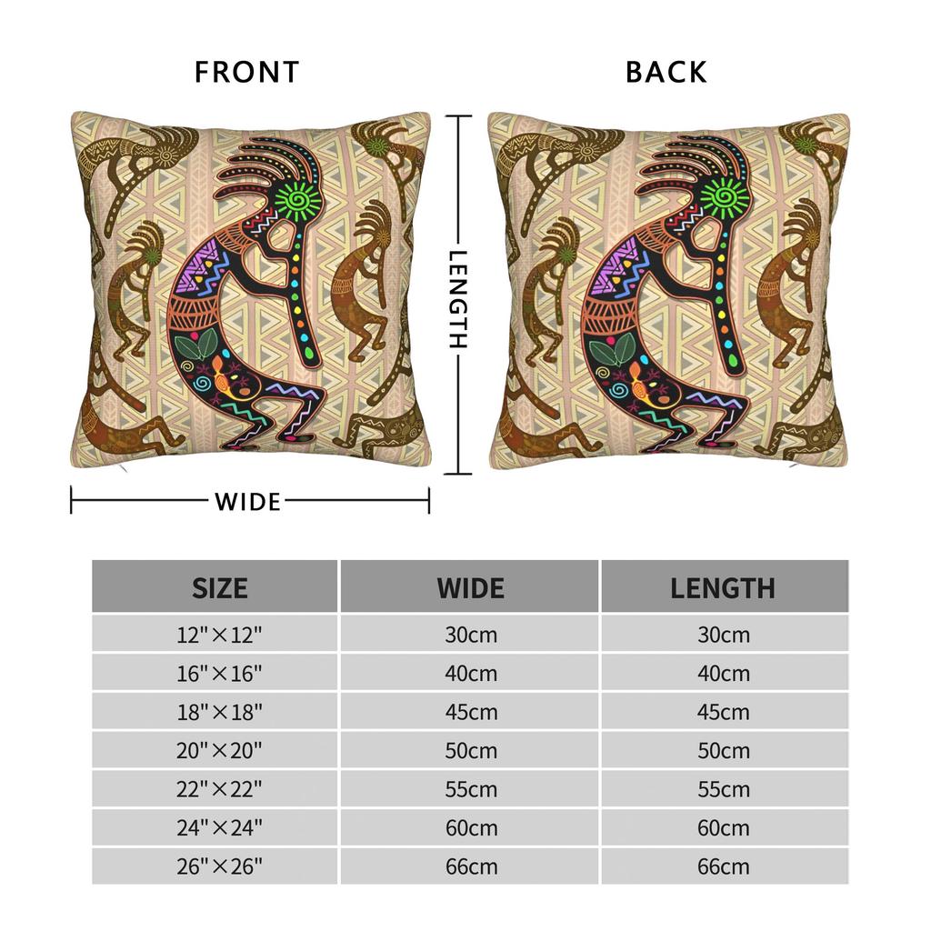 Kokopelli Rainbow Colors on Tribal Pattern  Throw Pillow Cover Polyester Throw Pillow   Funny Pillowcase