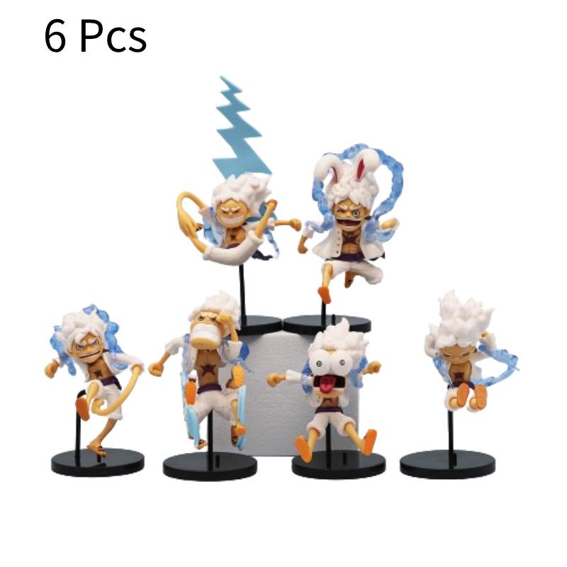 

Pcs 6 One Piece Nika Luffy Toy Cartoon Character Model Decoration Material Pvc