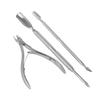 1 set di forniture per strumenti per nail art, set di strumenti per la rimozione delle cuticole, forbicine per cuticole, forcina per cuticole, spingicuticole in acciaio