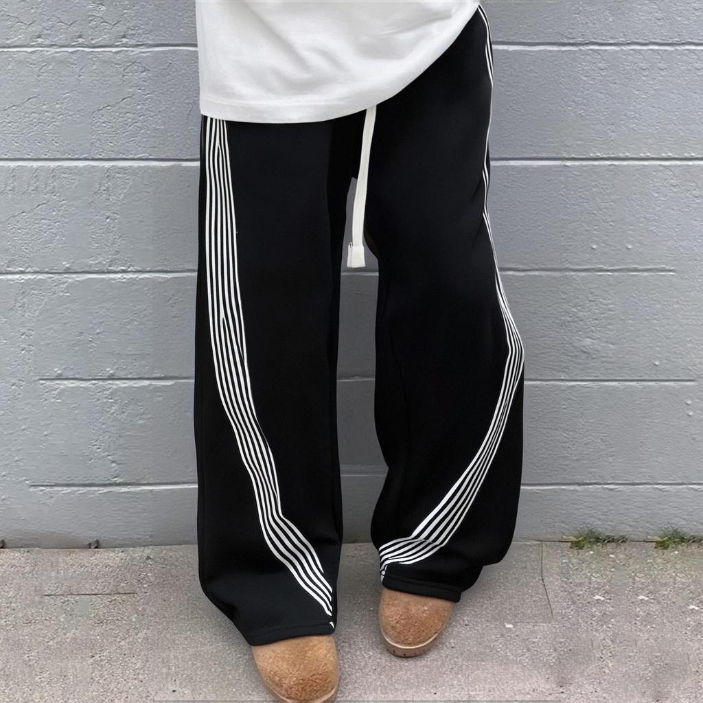 Loose Fit Sweatpants with Drawstring Waist and Side Stripe for Men and Women Casual Sportswear Trousers