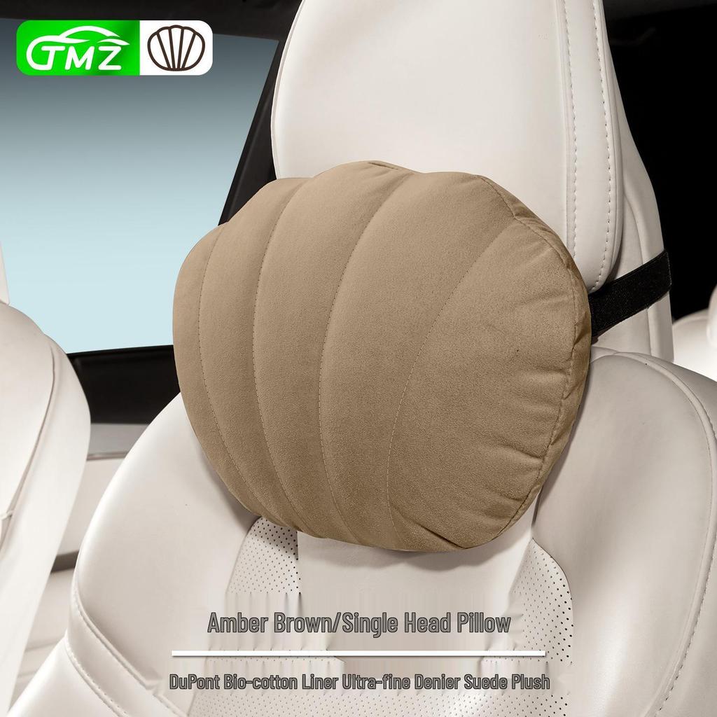 Suede Plush Lumbar Pillow for Car Headrest - Fits Mercedes-Maybach, BMW, Tesla, Xpeng P7 - Head & Neck Support