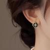 French Black Zirconia Starburst Stud Earrings for Women - Elegant and Versatile Design