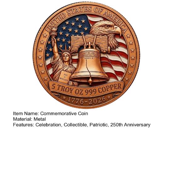 250th Anniversary Usa Commemorative Coin 1776-2026 Metal Patriotic Collectible Coin 1 Pc