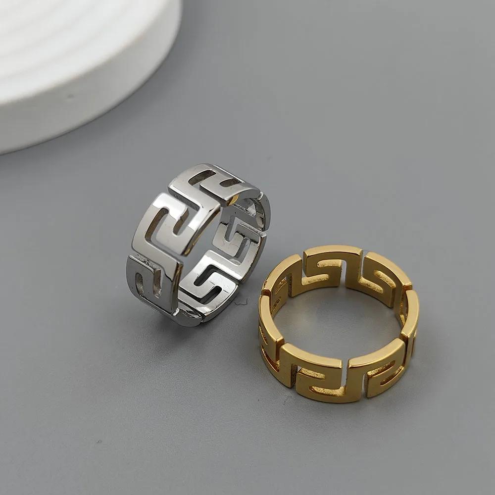 1Pcs Gold Color Hollow Infinity Rings for Women Stainless Steel Engagement Minimalist Geometric Rings Couple Jewelry Wholesale