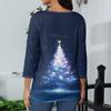 Women's Casual Fashionable Sexy Comfortable V-Neck Christmas Three-Quarter Sleeve Top