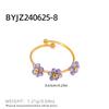 multi-colored Zircon Flower Rings for Women Stainless Steel Jewelry Female Summer Accessories Open Adjustable Couple Rings Gift