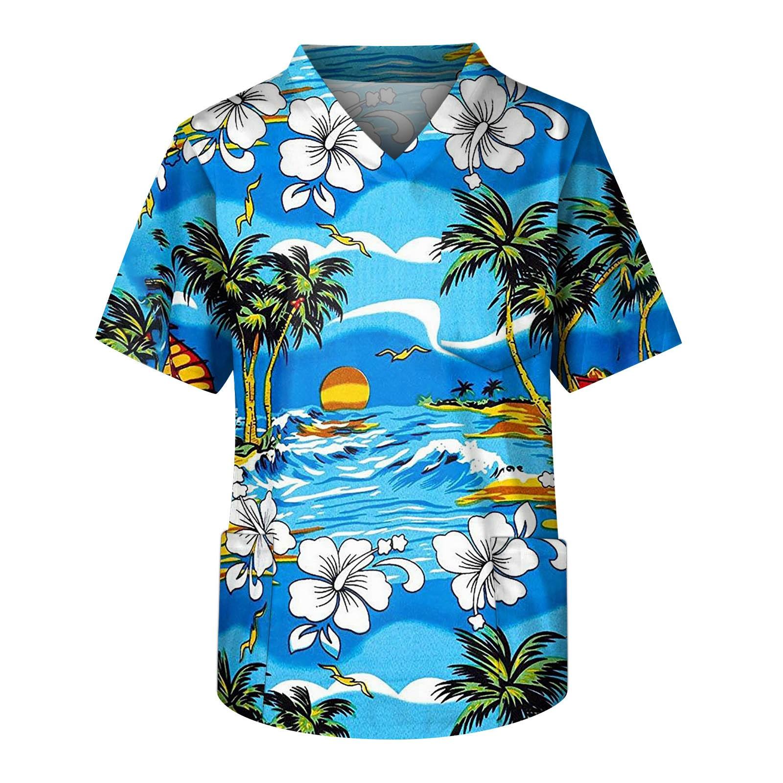 

Мужской топ с короткими рукавами и v-образным вырезом, летний принт, нагрудный карман, топ для ухода за работниками XXXXXL синий