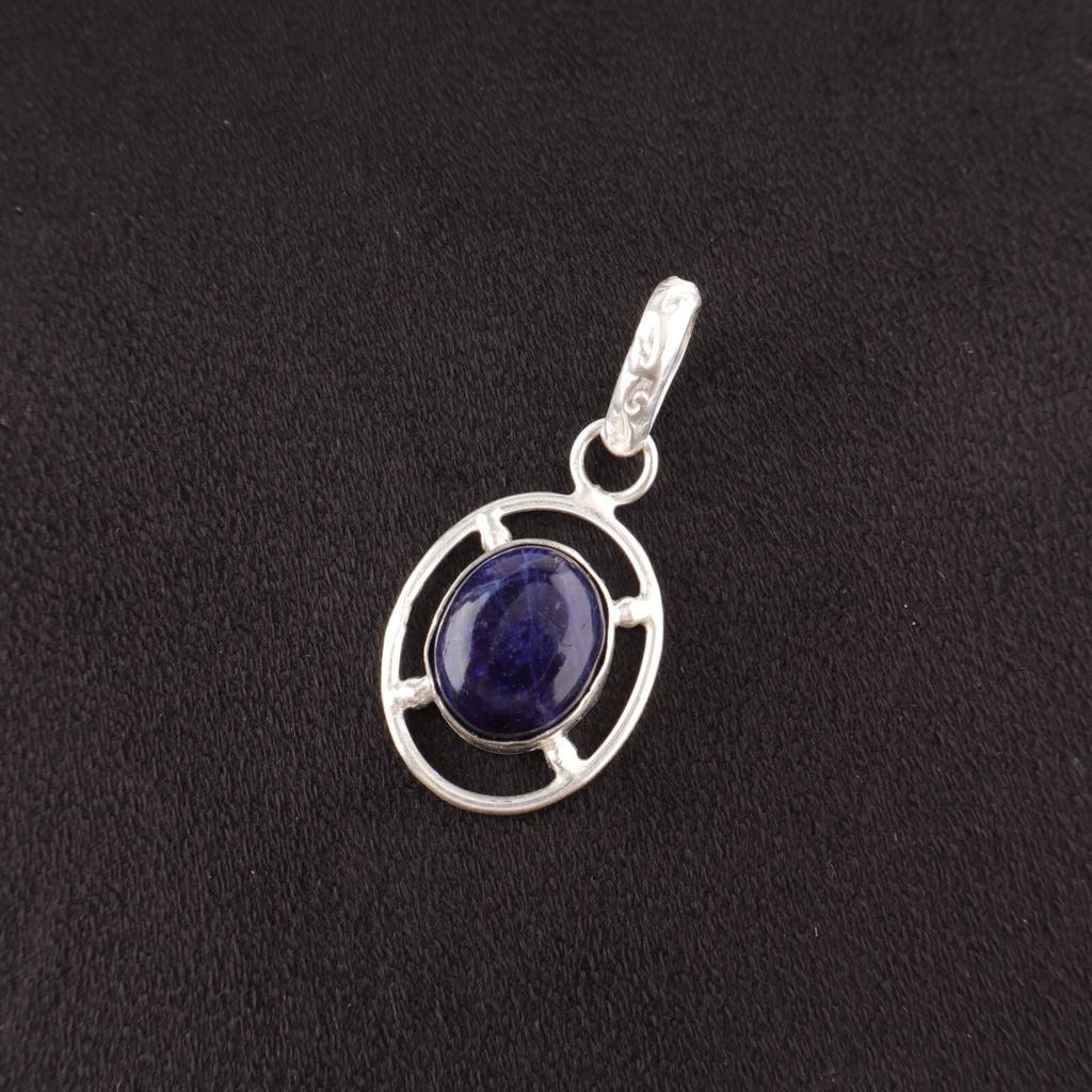 Oval Sodalite Stone 925 Sterling Silver Anniversary Gift Artisan Boho Pendant PP-6-20