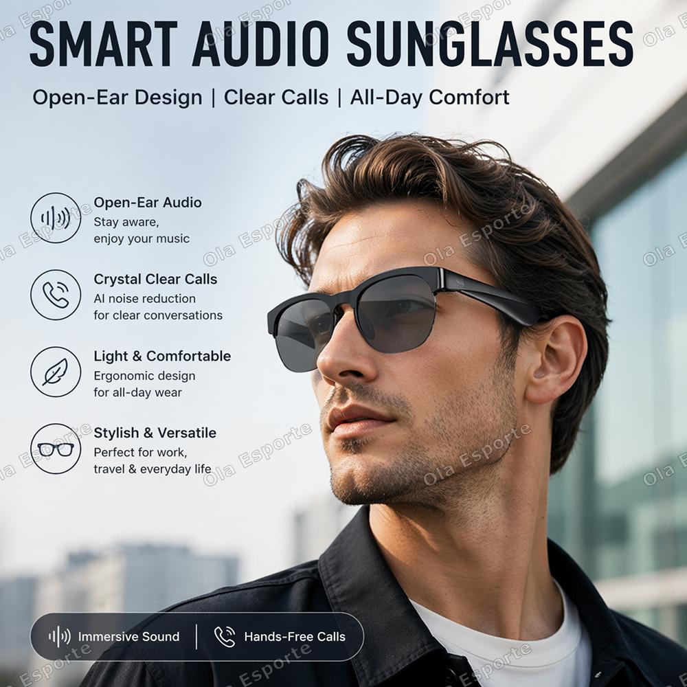 Basic Edition Smart Glasses Bluetooth Outdoor Sport Headphones HIFI Black Technology Anti-touch UV Glasses Music Call Sunglasses
