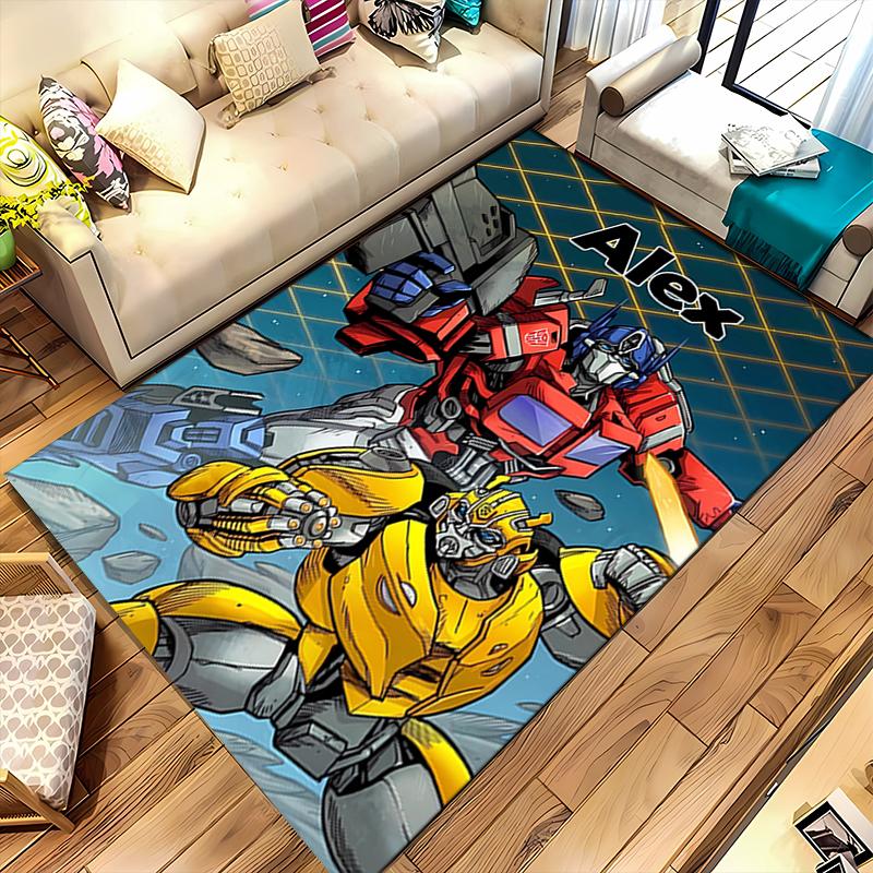 Custom Personalization Optimus Prime & Bumblebee Area Rug - Perfect For Kitchen, Bathroom,Laundry Room Decor Large Size Available,Gift All Seasons