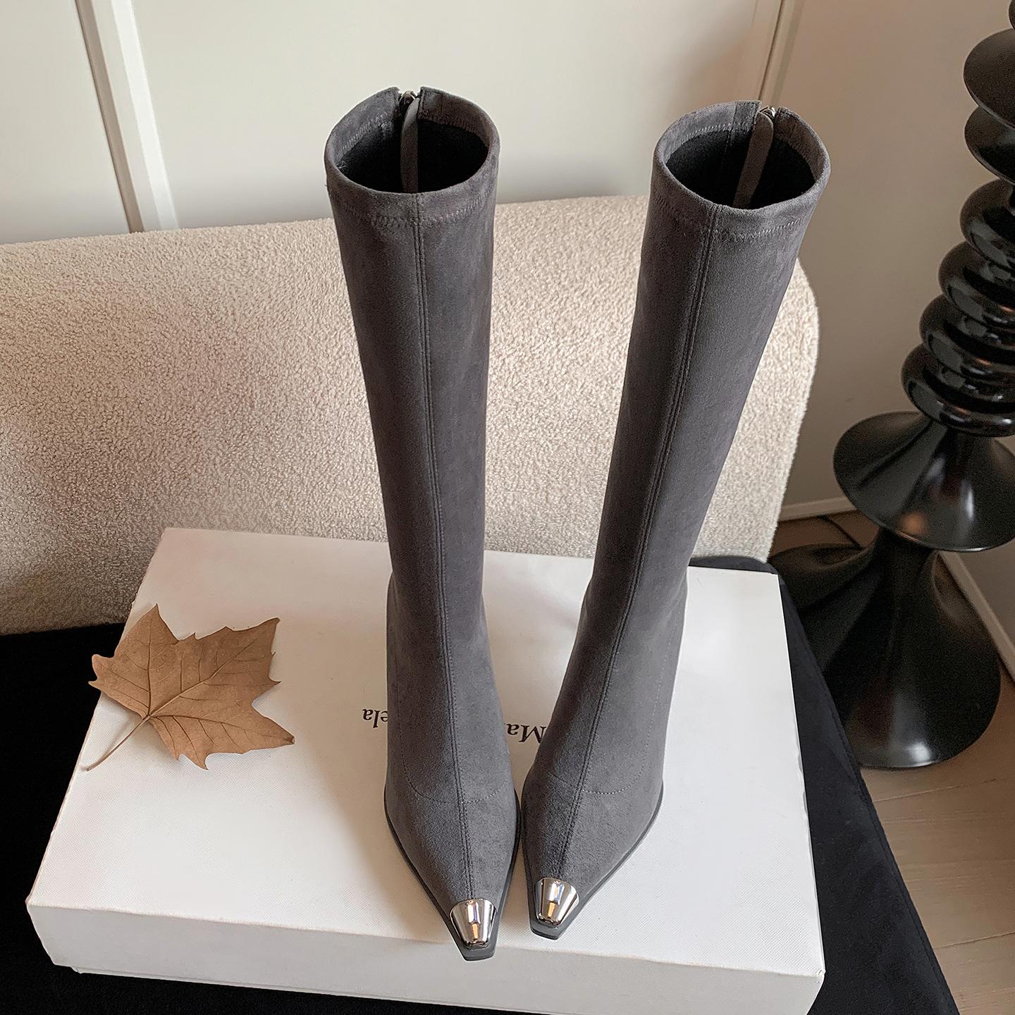 

7СМ новый стиль! Остроносые ботильоны на толстом каблуке 2025 осень новая элегантная темпераментная, но ботфорты 40