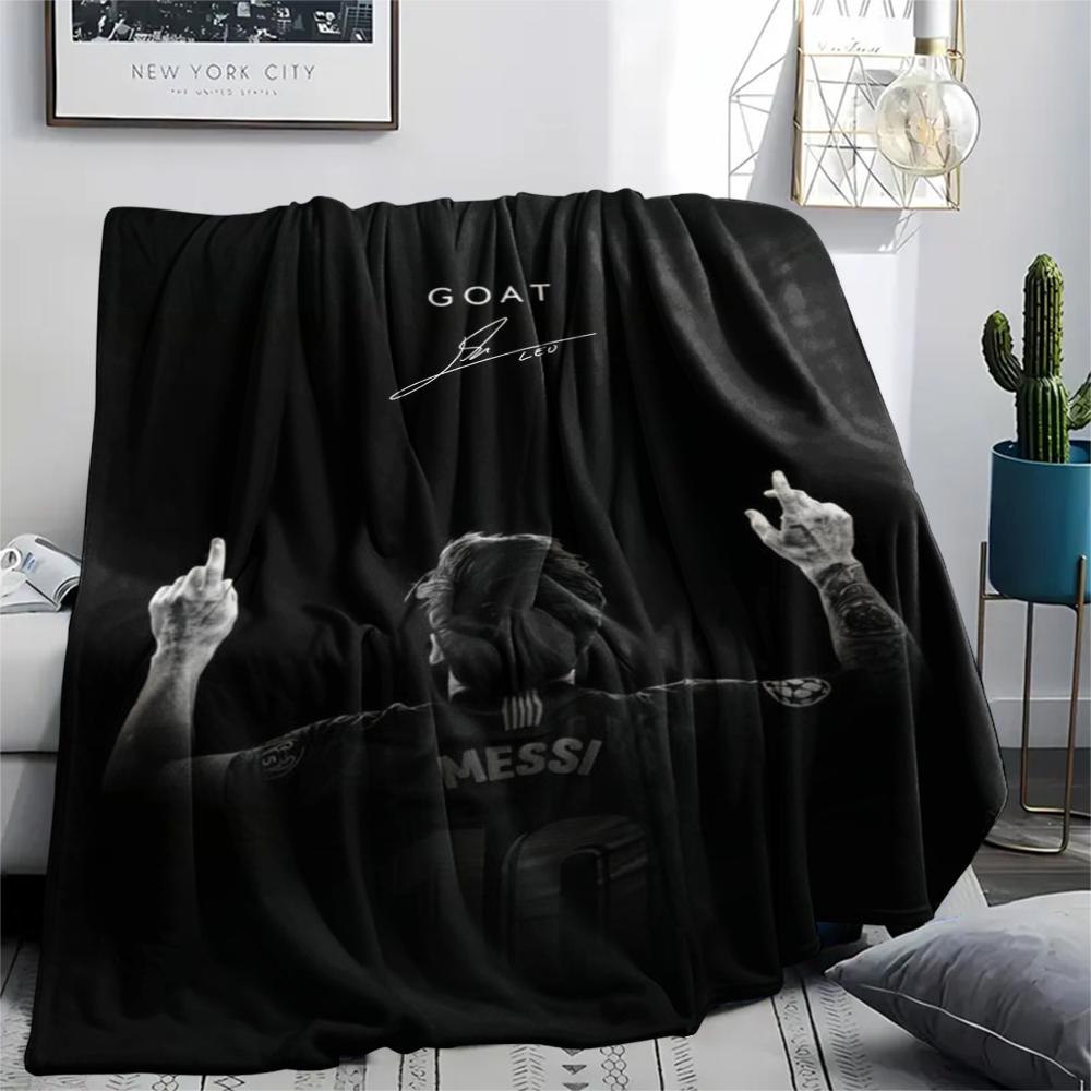 1Pc messi Print Flannel Blanket, High quality Comfortable for All Seasons, Home Decor, Warmth and Comfort, Perfect for Christmas GiftS