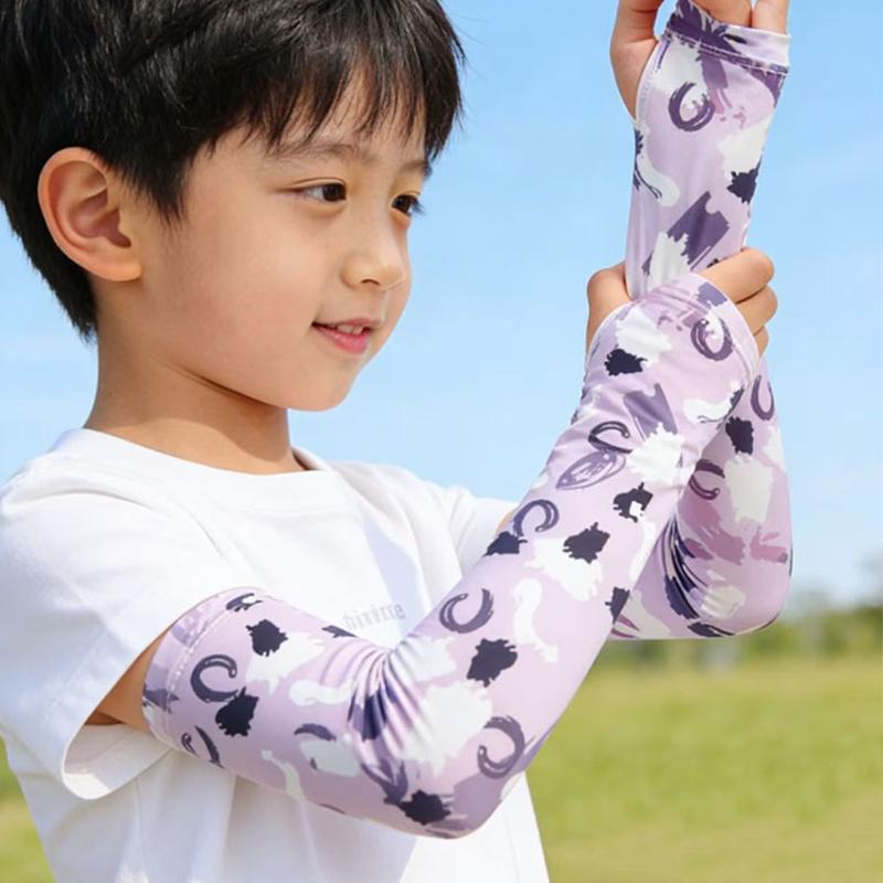 Mangas de Brazo para Correr en Verano Niños Puño Ajustable Protección UV Cubrebrazos Parasol Seda de Hielo Protección Solar Exterior Mangas de Brazo