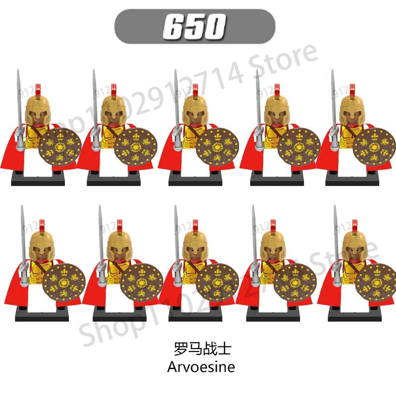 10Pcs/Set Historical Medieval Sparta Heroes Crusader Roman Soldiers Building Blocks Military Action Figures Bricks Toys For Kids