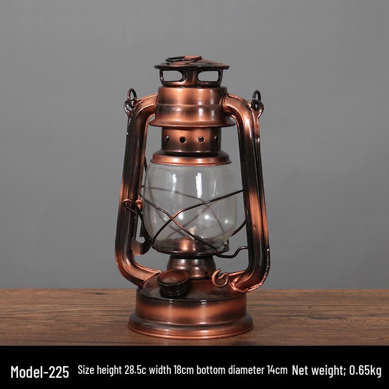 Vintage Wrought Iron Kerosene Hurricane Lamp - Nostalgic Camping Decor & Photography Prop