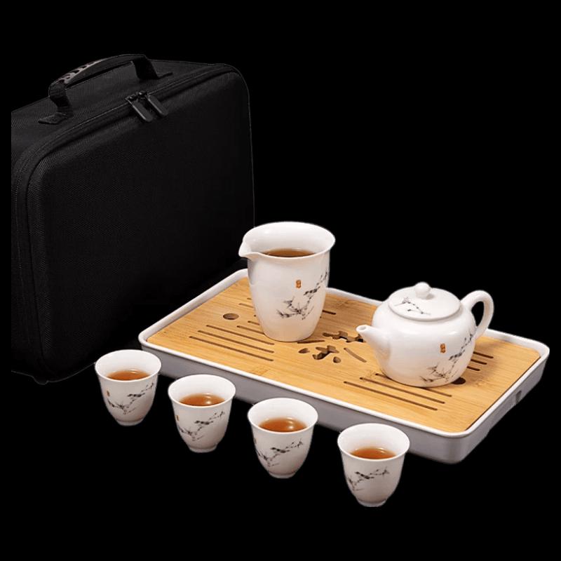 Pinjian Chinese Ceramic Travel Tea Set with Carry Bag