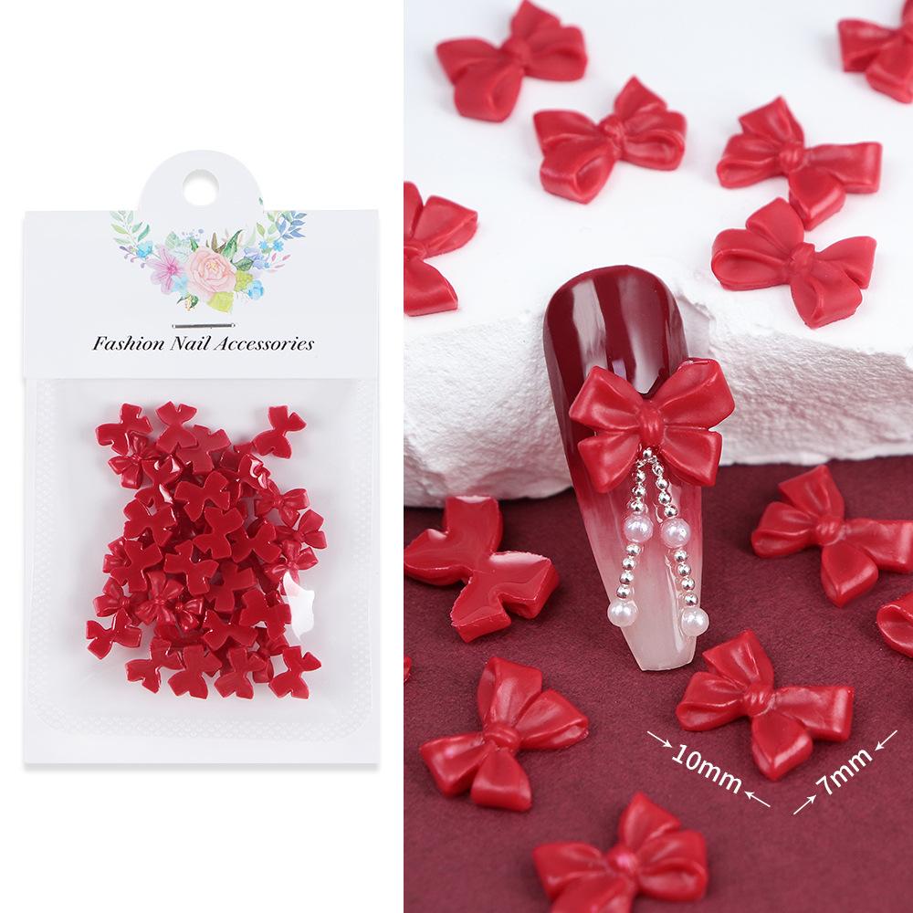 50pcs/lot Black White Bowknot Nail Art Charm Decorations 3D Nail Ornament Jewelry Classic Manicure DIY Resin Accessories