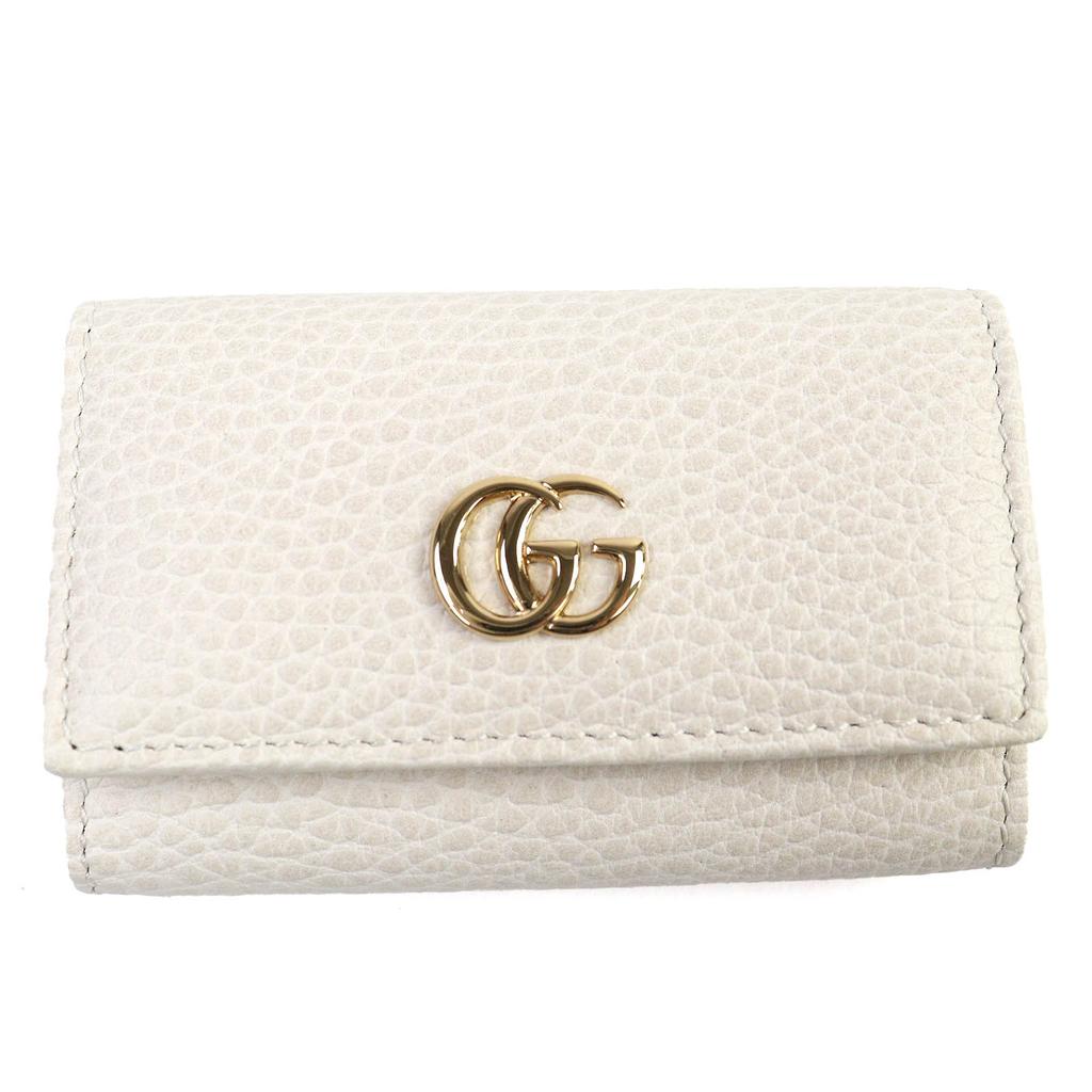 Excellent GUCCI Key holder Double G 6-Key Hook Light beige leather Women 456118 Used