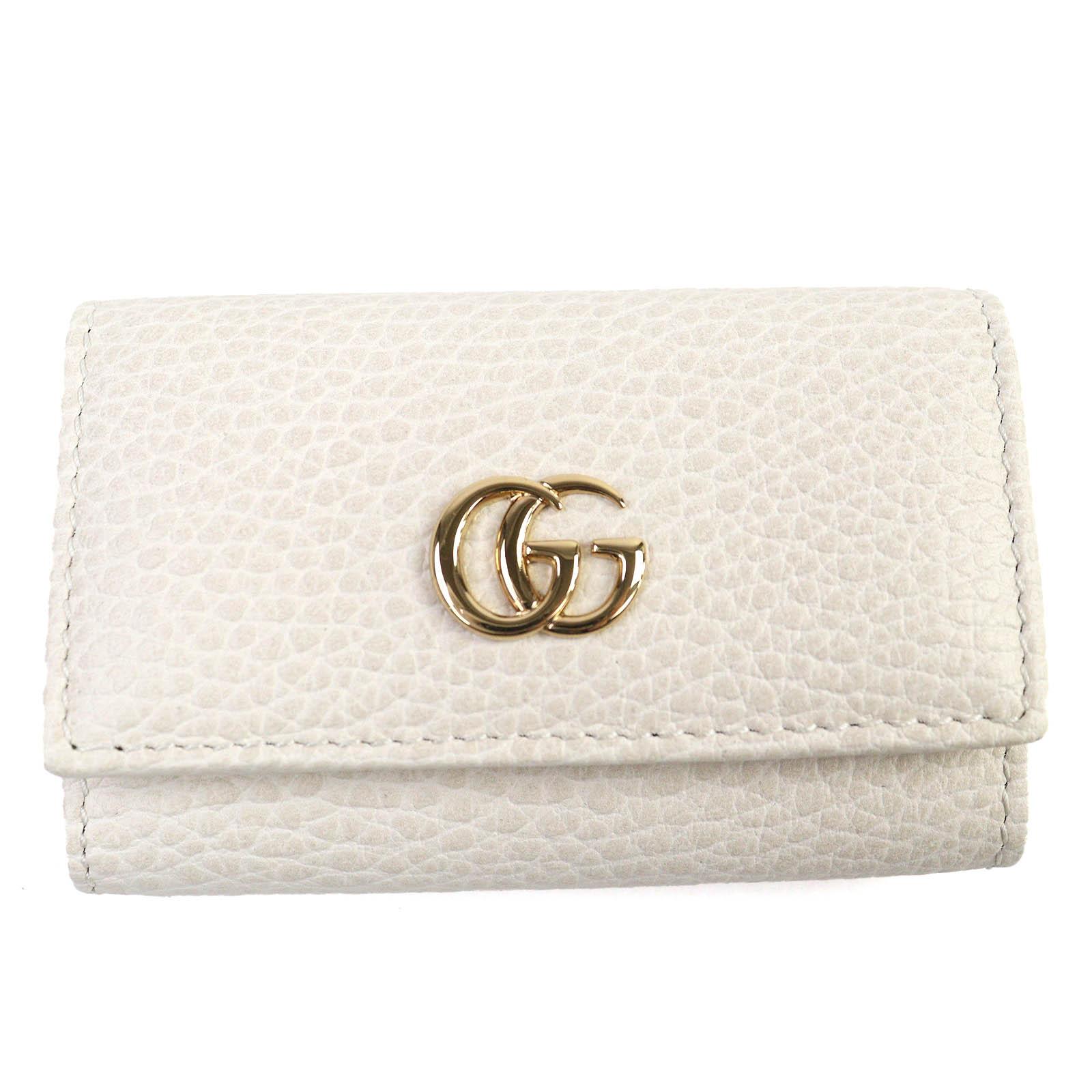

Excellent GUCCI Key holder Double G 6-Key Hook Light beige leather Women 456118 Used