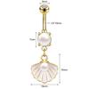 AOEDEJ 14G 1PC Shell Belly Piercing Ring Crystal Starfish Navel Ring Pearl Body Piercing Jewelry Summer Women Shell Belly Ring