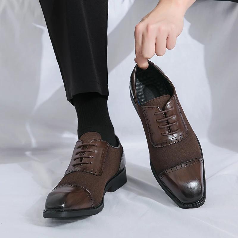 FashionMens Shoes Lace Up Oxfords Wingtip Oxford Shoe Black Leather Brogue Men's Dress Shoes Classic Business Formal Shoes for Men