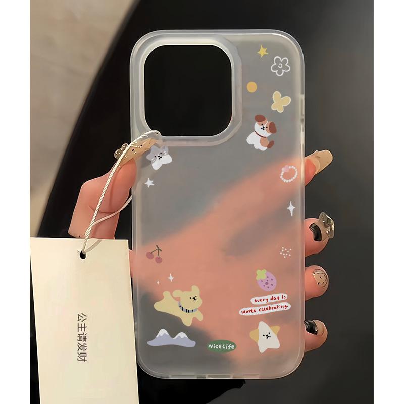 

Щенок Бабочка Вишня для IPhone15 для Apple 16 Женский Чехол для Телефона 13 Promax Мультяшный 14 Прозрачный For Apple 6