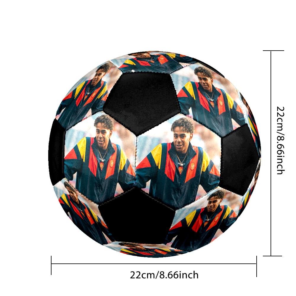 Ballon de Football en Salle Lamine Yamal Coloré Cousu à la Machine PVC Taille 5 Prêt pour l'Entraînement d'Équipe et la Compétition Durable Haut Rebond Cadeau Sportif Cool