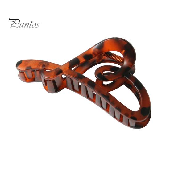 Women Hair Claw Heart Shape Grip Clip Anti-slip Teeth Back Head Hair Clip Transparent Leopard Pattern Large Shark Hair Claw Hair Accessories