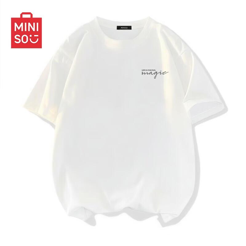 MINISO Men's Hong Kong Style Letter Print Cotton T-Shirt