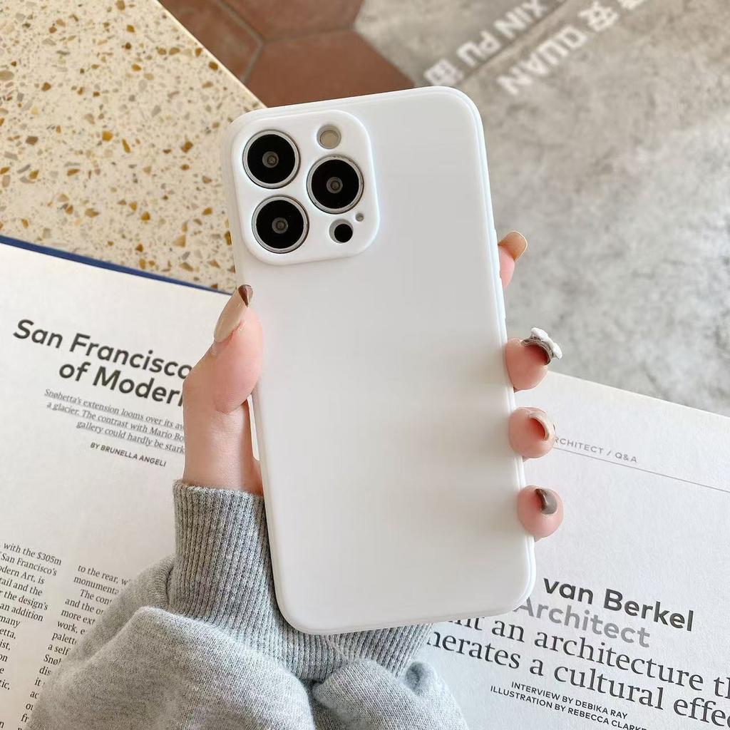Applicable To Apple 17 Straight Edge Rubik's Cube Fine Hole 15plus Mobile Phone Case Liquid Silicone 14Pro Solid Color 13/12/16 X