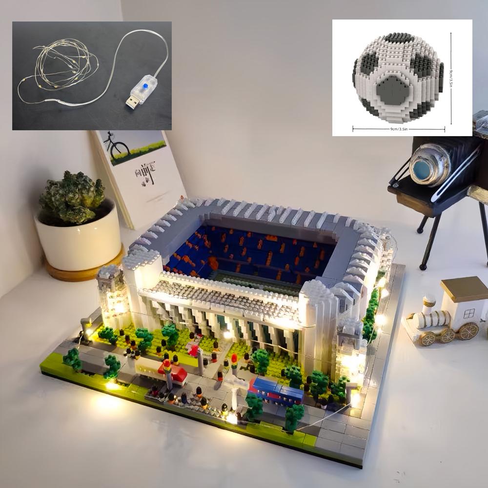 Knew Built Madrid Soccer Stadium with Soccer Ball Micro Blocks Building Toys Experience the Joy of Footballive Good Deco Gift