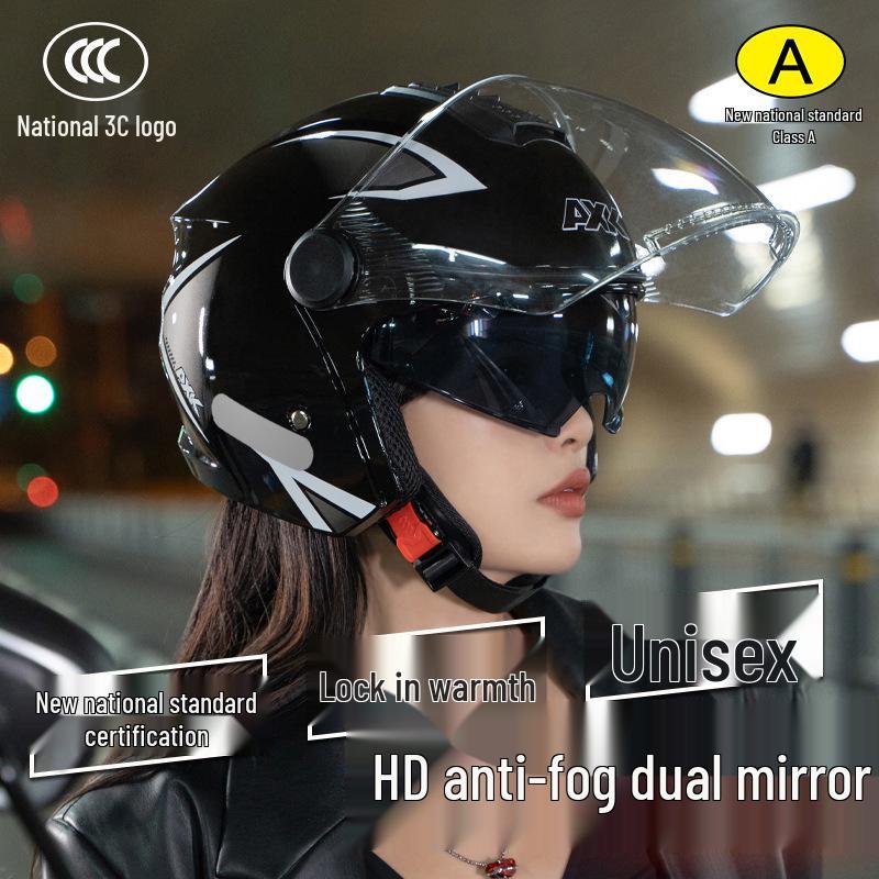 A1 Electric Motorcycle Helmet - Universal Four-Season Men & Women Half Helmet