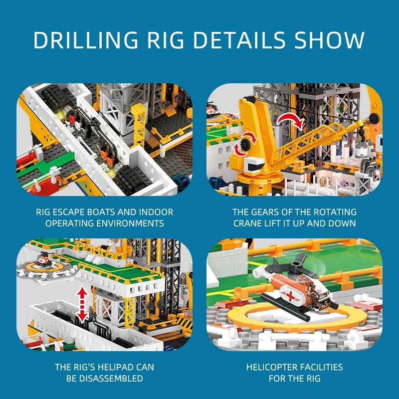 3271KS Offshore ropné vrty Stavební bloky Model vrtné plošiny Světelné kostky Stolní ozdoby Dětské vzdělávací DIY hračky Dárek
