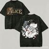 Alice Madness gewaschenes T-Shirt Anime-Liebhaber Harajuku Neues Modell Oversized Vintage Locker Klassisch Unisex Y2k Kurze Ärmel Klassisches T-Shirt