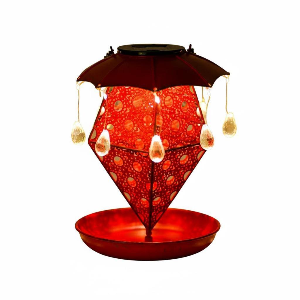 Solar birds Feeder lights Waterproof Solar birds Feeder Weather Resistant Vintage Hollow Garden Lantern for Outdoor, Patio, Yard