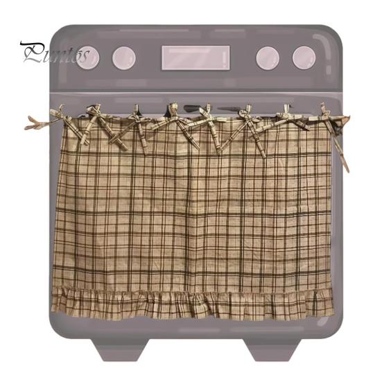 Kitchen Oven Curtain Skirt Handmade Farmhouse Cover with Ruffle Trim under Stove Easy Installation Hideaway Decor