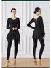 Black Long Sleeve Dance Practice Suit for Square Dance and Art School Training