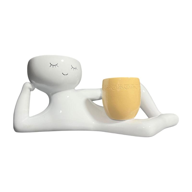 

Расслабляющий человек держит горшок для кашпо тело ваза декор смола смешные суккуленты горшок для суккулентов кактус маленькое растение 1