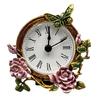 Compact Vintage Desk Clock with Quiet Movement and Metal Florals Butterfly Pattern Decorative Mini Table Clock Gift