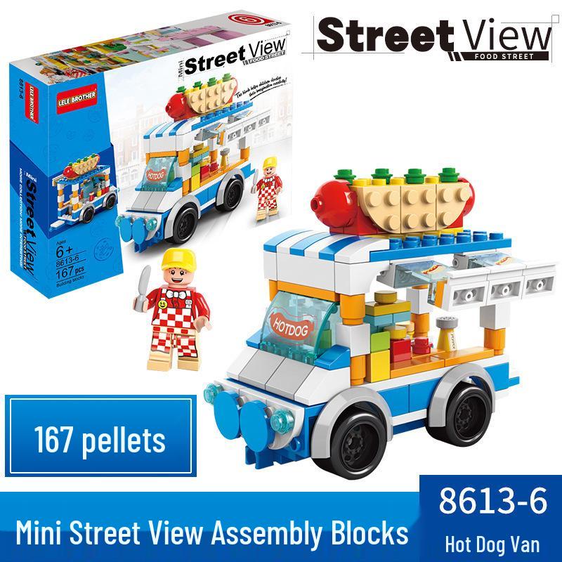Lego-Compatible Street View Snack Street Mini City Building Toys for Kids - Creative Gifts for Boys & Girls