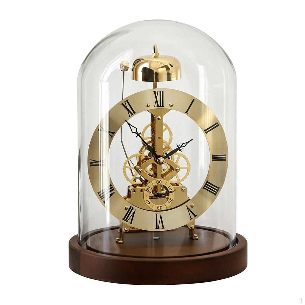 Mechanical Style Clock VintageInfluenced with Dome Decorative for Shelf, Living Room, Office