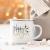 Happy New Year Print Mugs Enamel Coffee Cups Handle Hot Cocoa Chocolate Cup Children Breakfast Milk Mug Holiday Gift for Family