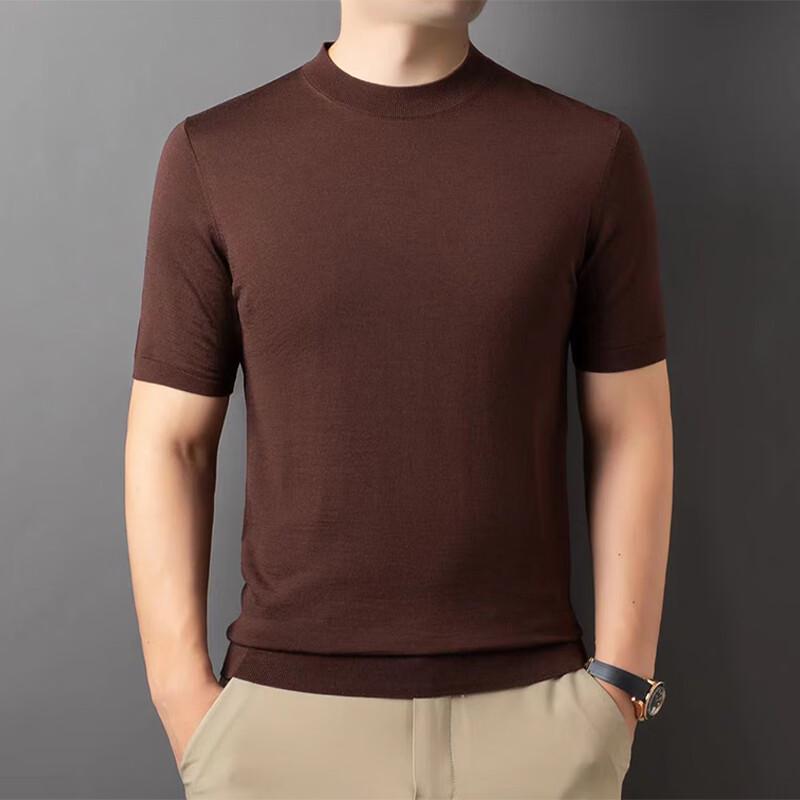 

Мужской свитер с коротким рукавом из мериносовой шерсти с круглым вырезом Raphenny M