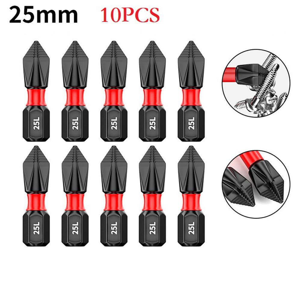 10pcs PH2 Magnetic Cross Screwdriver Bit Set Anti-Slip Long Alloy Steel 25-150mm For Electric Or Manual Use