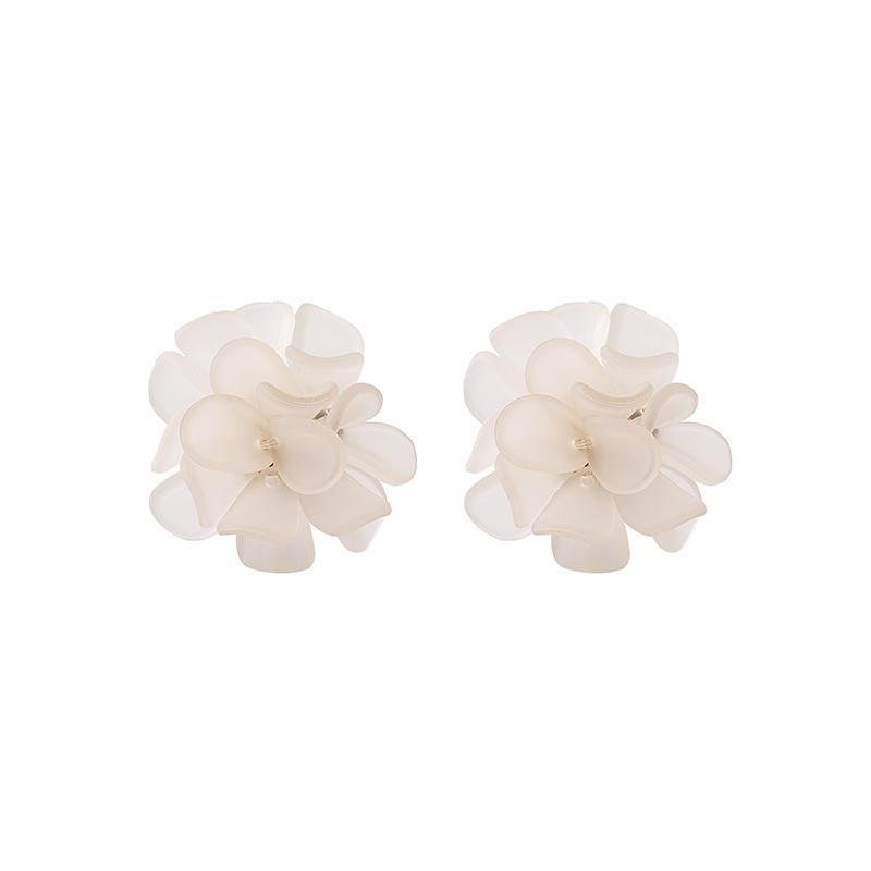 Anna Style Frosted Flower Earrings, 925 Silver Needle - Trendy Transparent Studs for Spring/Summer.