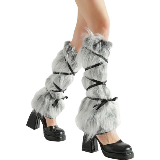 Women Fuzzy Leg Warmers Faux Fur Fluffy Boot Covers Knee High Warm Furry Leg Warmers for Party Dating Christmas Costume