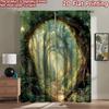 2D Flat Printing 2pcs Window Curtains Enchanted Forest Path Sunlit Digital Printed Polyester Drapes Festive Holiday for Indoor